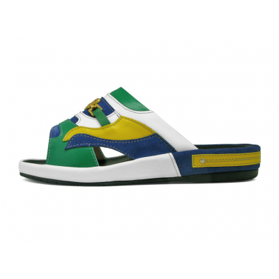 Men Sandals SKF-37 Green Nappa-Yellow Suede-White Nappa-Blue Suede